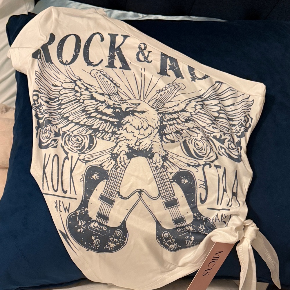 Rock & Roll Graphic T one shoulder